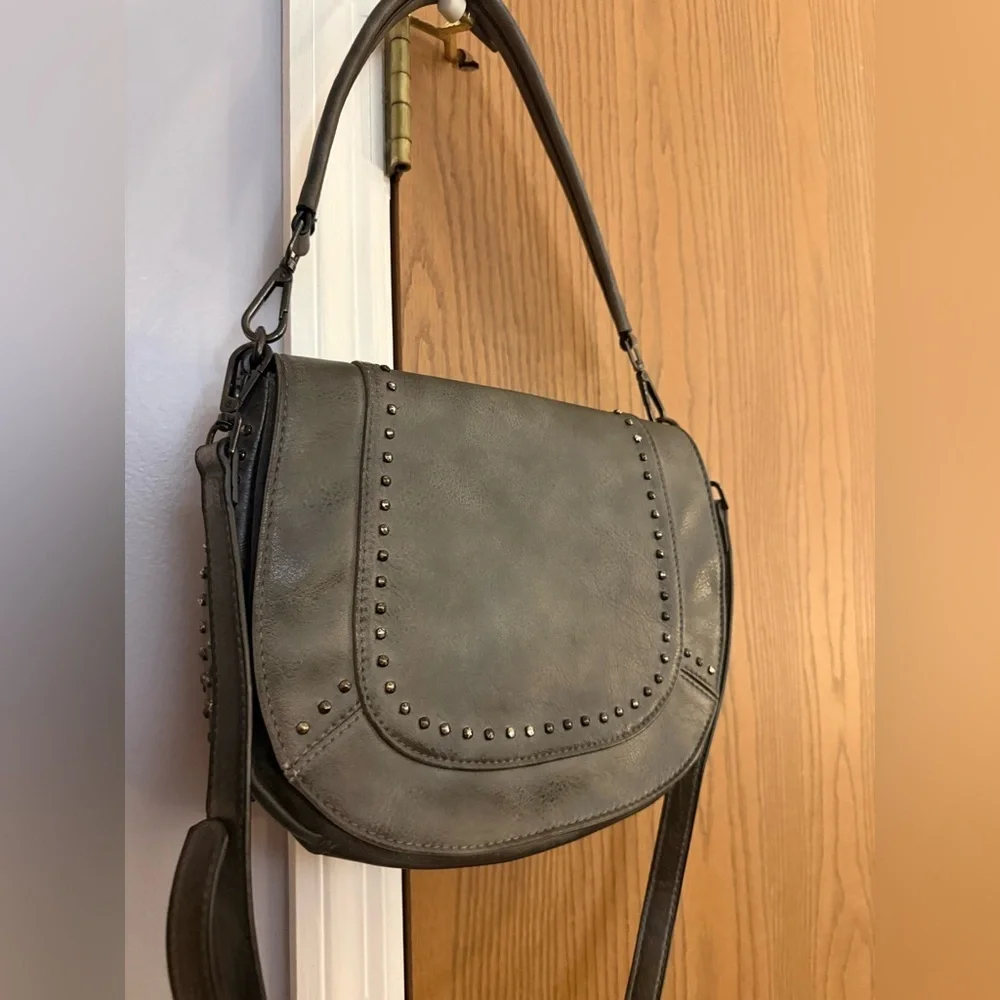 Silver Jeans Studded Metallic Crossbody Bag